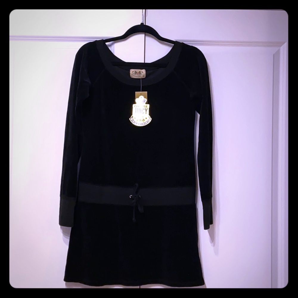 Juicy Couture Long Sleeve Velour Drop-Waist Dress